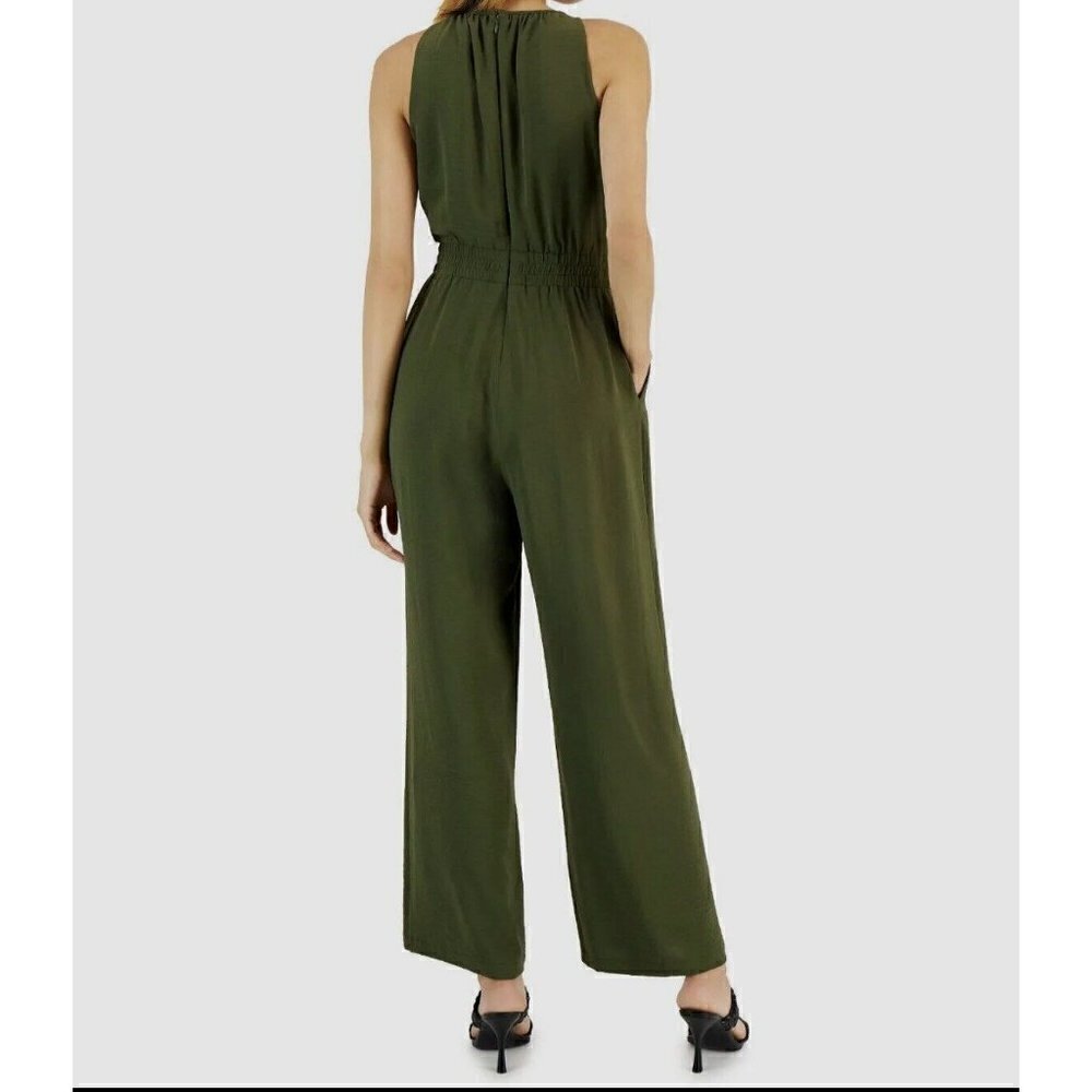 NEW Tahari Jumpsuit Green Size 2 wide leg palazzo olive NWT - Picture 2 of 8